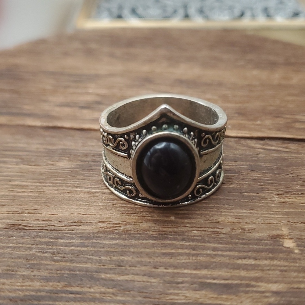 Sterling silver onyx royal ring size 11 R419 - Picture 1 of 5